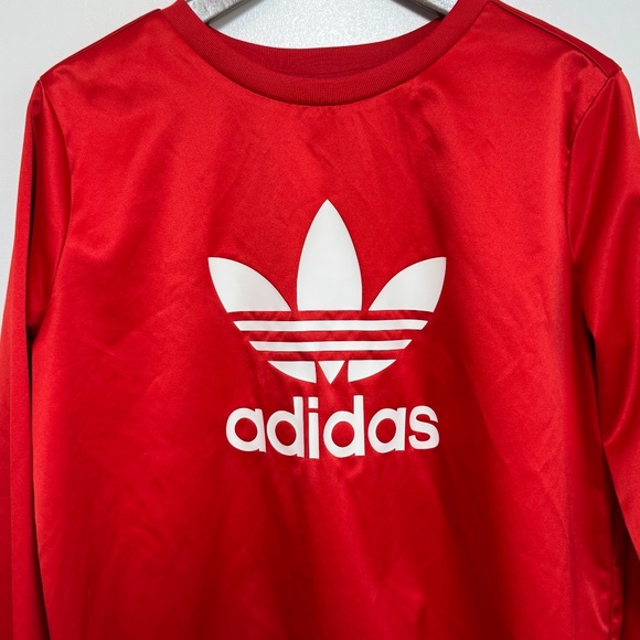 Adidas Originals Red Satin Crewneck Trefoil Pullover Retro Disco Women's Sz M - Picture 5 of 11